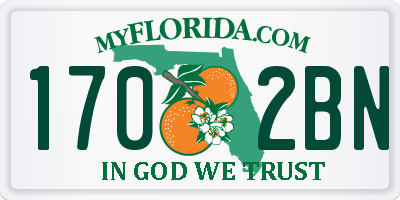 FL license plate 1702BN