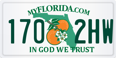FL license plate 1702HW