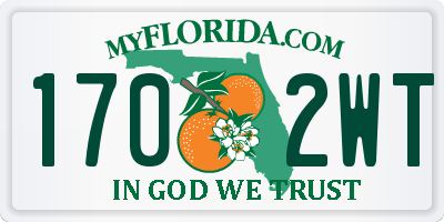 FL license plate 1702WT