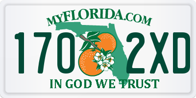 FL license plate 1702XD
