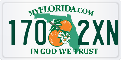 FL license plate 1702XN