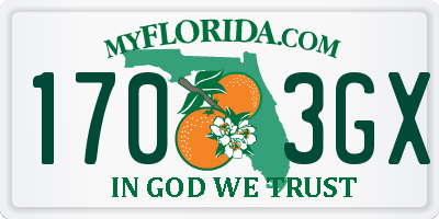 FL license plate 1703GX