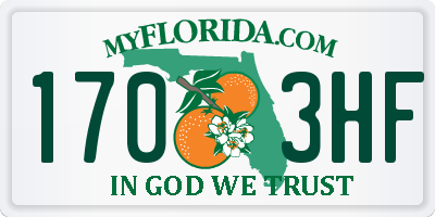 FL license plate 1703HF