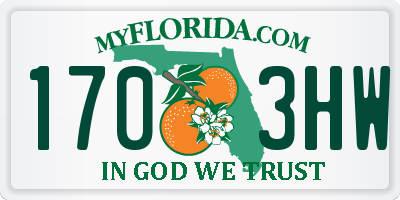 FL license plate 1703HW
