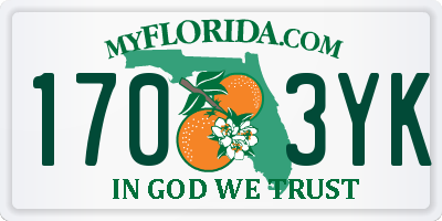 FL license plate 1703YK
