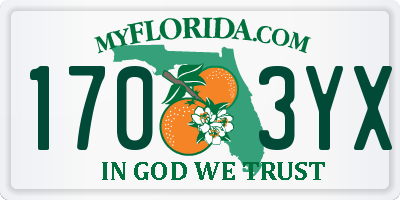 FL license plate 1703YX