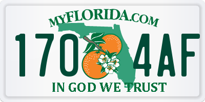 FL license plate 1704AF