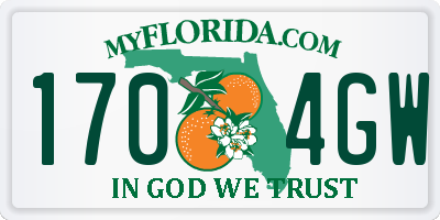 FL license plate 1704GW