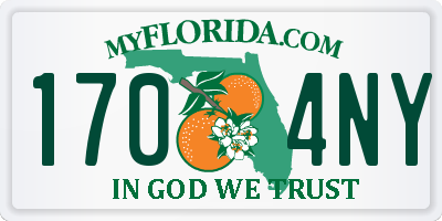 FL license plate 1704NY