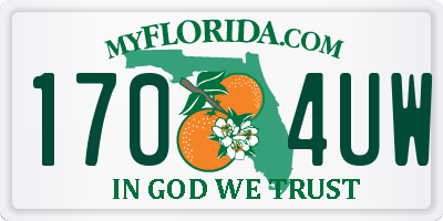 FL license plate 1704UW