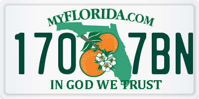 FL license plate 1707BN