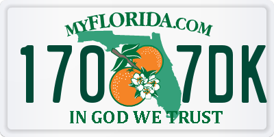FL license plate 1707DK
