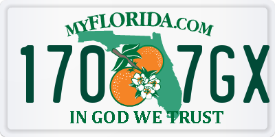 FL license plate 1707GX