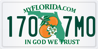 FL license plate 1707MO