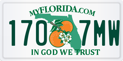 FL license plate 1707MW