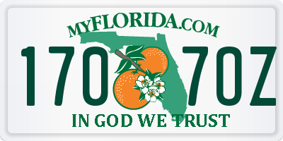 FL license plate 1707OZ