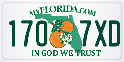 FL license plate 1707XD