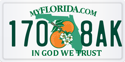 FL license plate 1708AK