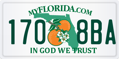FL license plate 1708BA