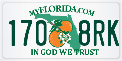 FL license plate 1708RK