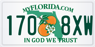 FL license plate 1708XW