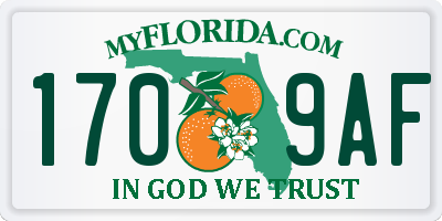 FL license plate 1709AF