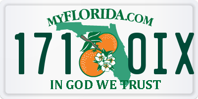 FL license plate 1710IX