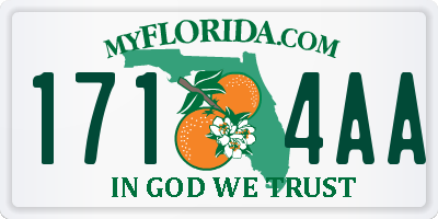 FL license plate 1714AA