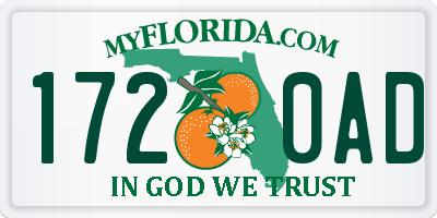 FL license plate 1720AD
