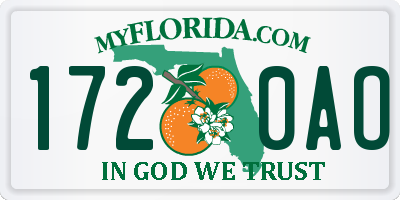 FL license plate 1720AO