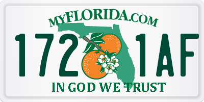 FL license plate 1721AF
