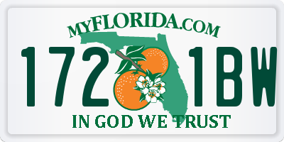 FL license plate 1721BW