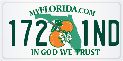 FL license plate 1721ND
