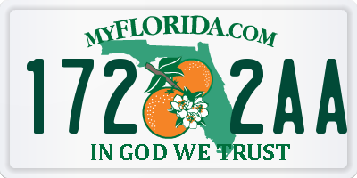 FL license plate 1722AA