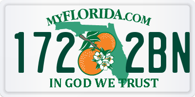 FL license plate 1722BN