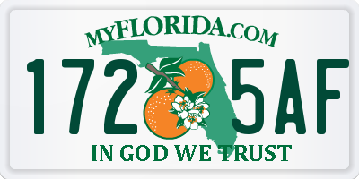 FL license plate 1725AF