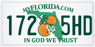 FL license plate 1725HD