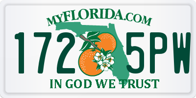 FL license plate 1725PW