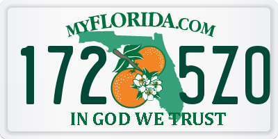 FL license plate 1725ZO