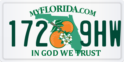 FL license plate 1729HW