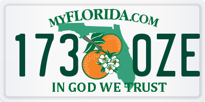FL license plate 1730ZE