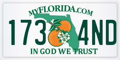 FL license plate 1734ND