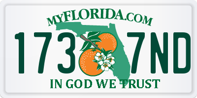 FL license plate 1737ND