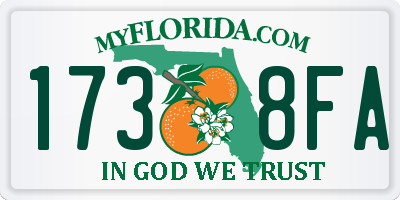 FL license plate 1738FA
