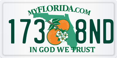 FL license plate 1738ND