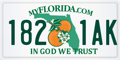 FL license plate 1821AK