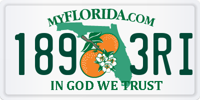 FL license plate 1893RI