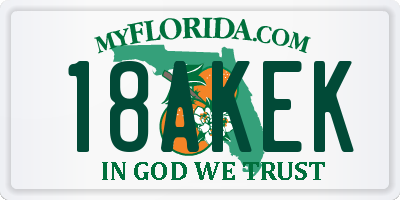 FL license plate 18AKEK