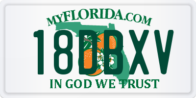 FL license plate 18DBXV