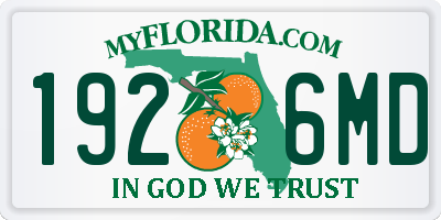 FL license plate 1926MD
